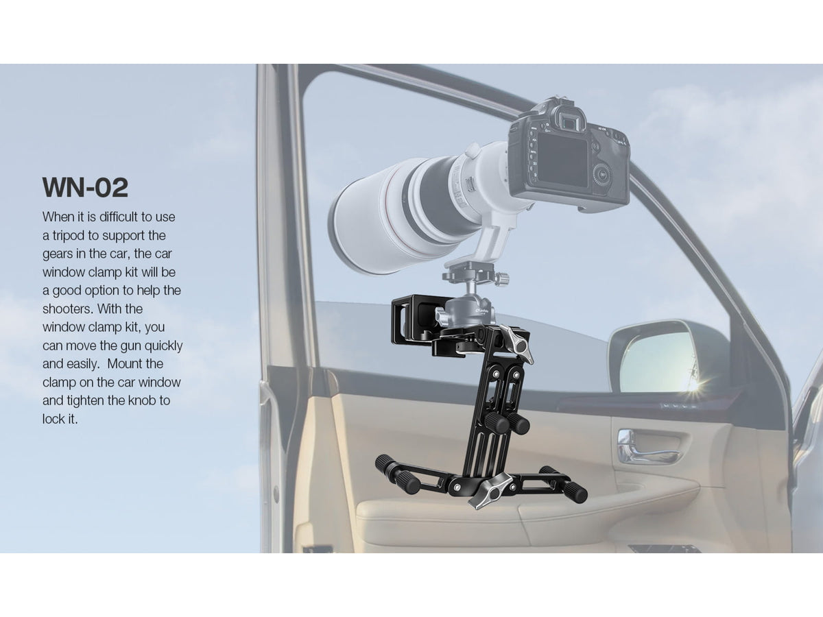 Leofoto WN-02 Multi-Purpose Window Mount for Binoculars/Lens and Camera Black WN-02