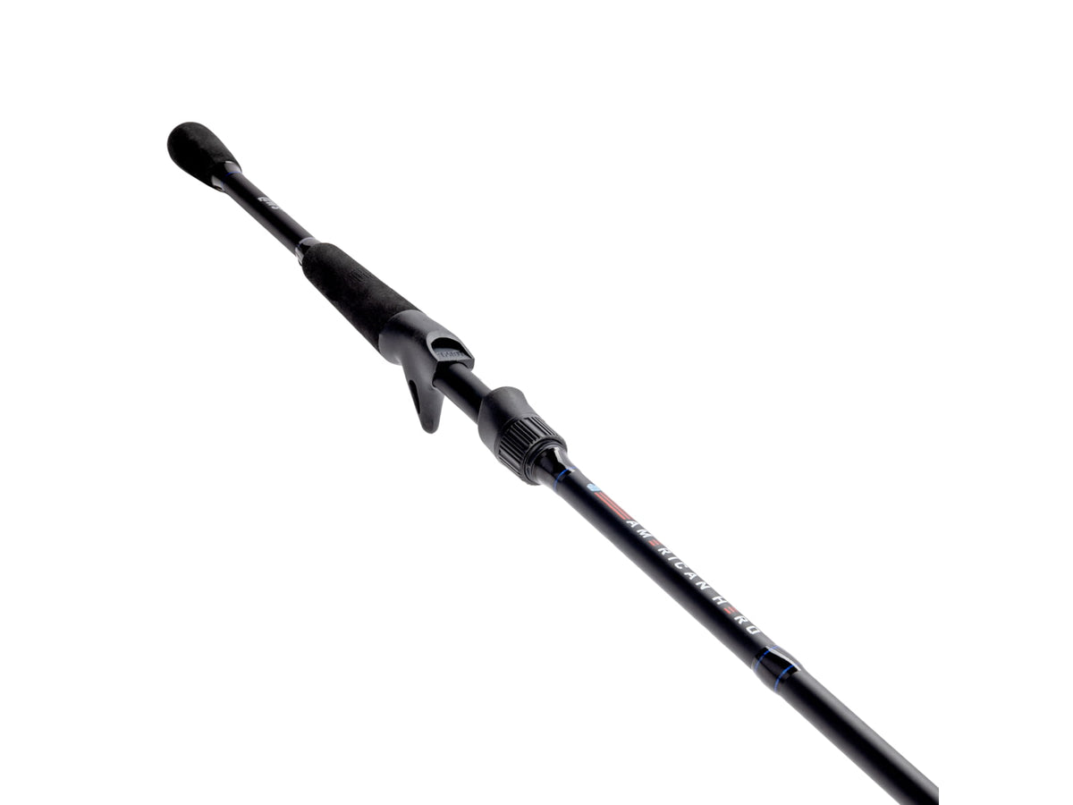 Lew's American Hero Casting Rod 7ft 1-PC Medium Fast IM6 Graphite Rod Stainless Steel Guides and Inserts EVA Split-Grip No Foul Hook Keeper Black/Blue