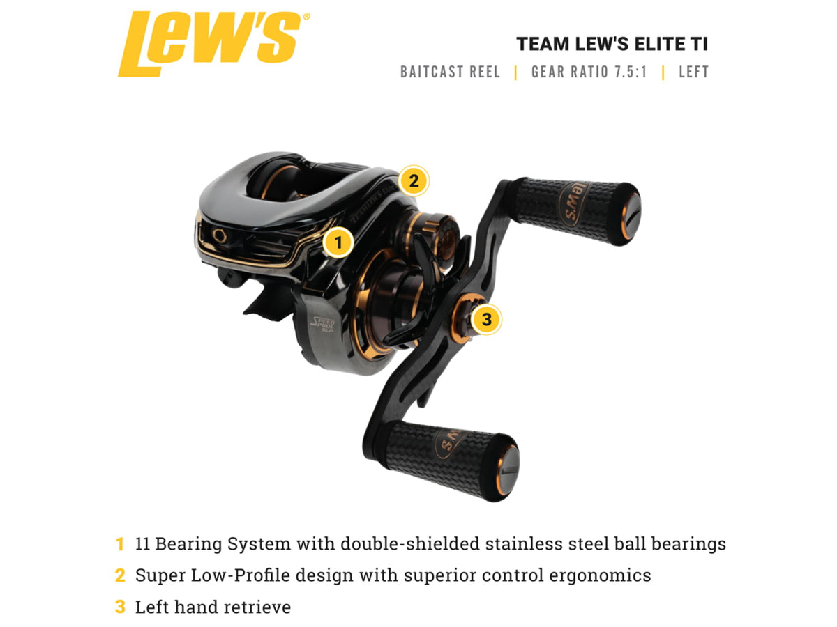 Lew's Team Lew's Elite Ti Baitcast Reel 7.5:1 10+1 Left