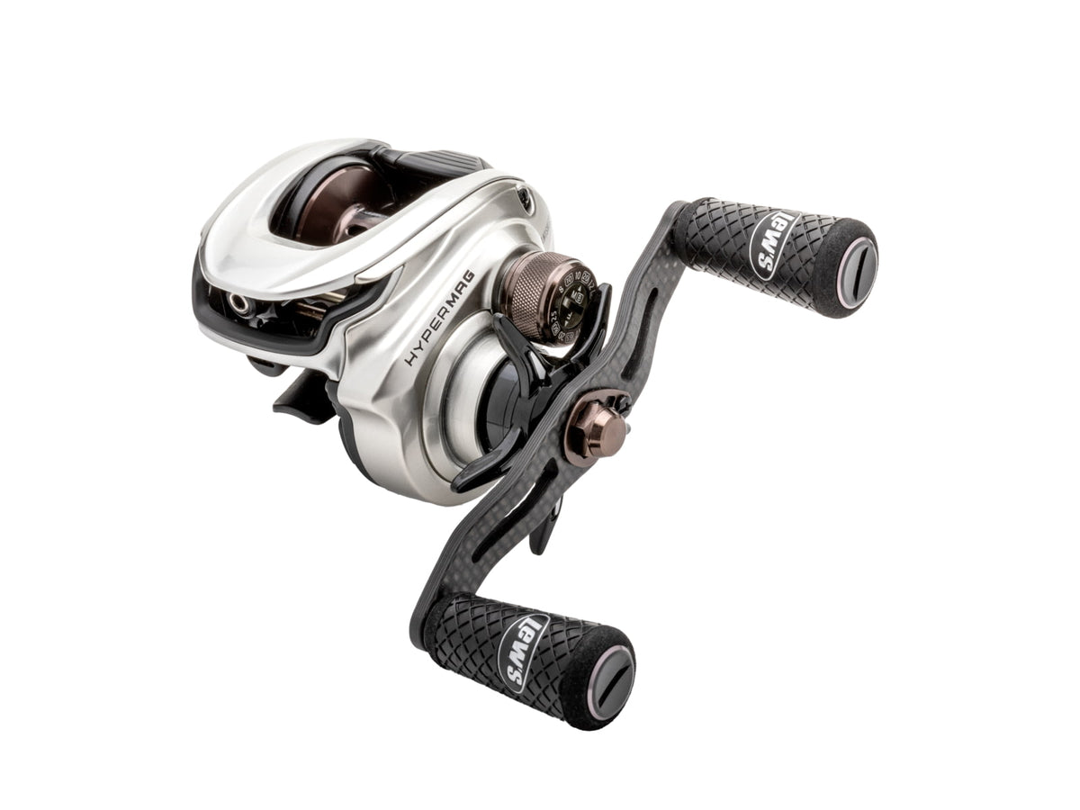 Team Lew's HyperMag Baitcast Reel 10+1 Double Shielded Bearings 8.3-1 Ratio 1-PC Magnesium Frame Carbon Fiber Drag LH Retrieve Silver