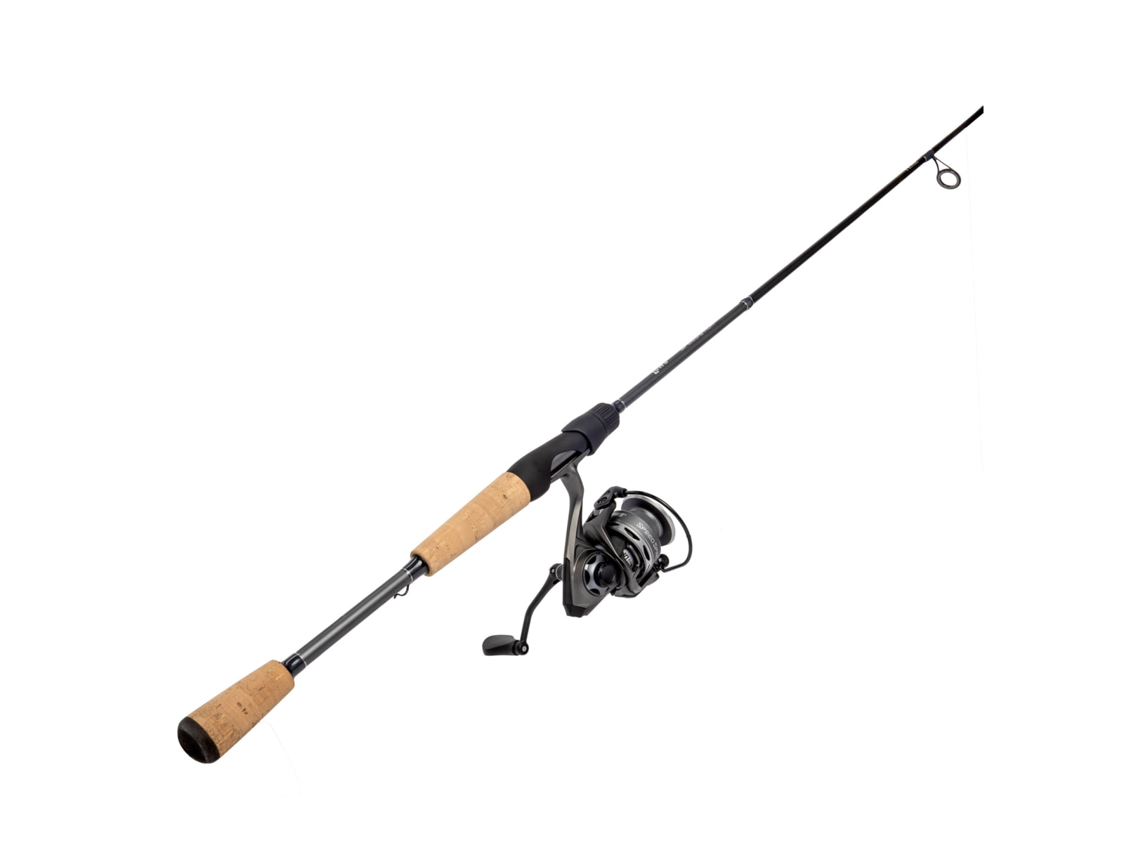 Lew's Speed Spin Spinning Reel and Rod Combo 6ft 6in 2-PC HM30 Graphite Rod w/ Medium-Light and Fast SZ 200 Reel 9+1 Bearings 6.2-1 Ratio Gray/Black