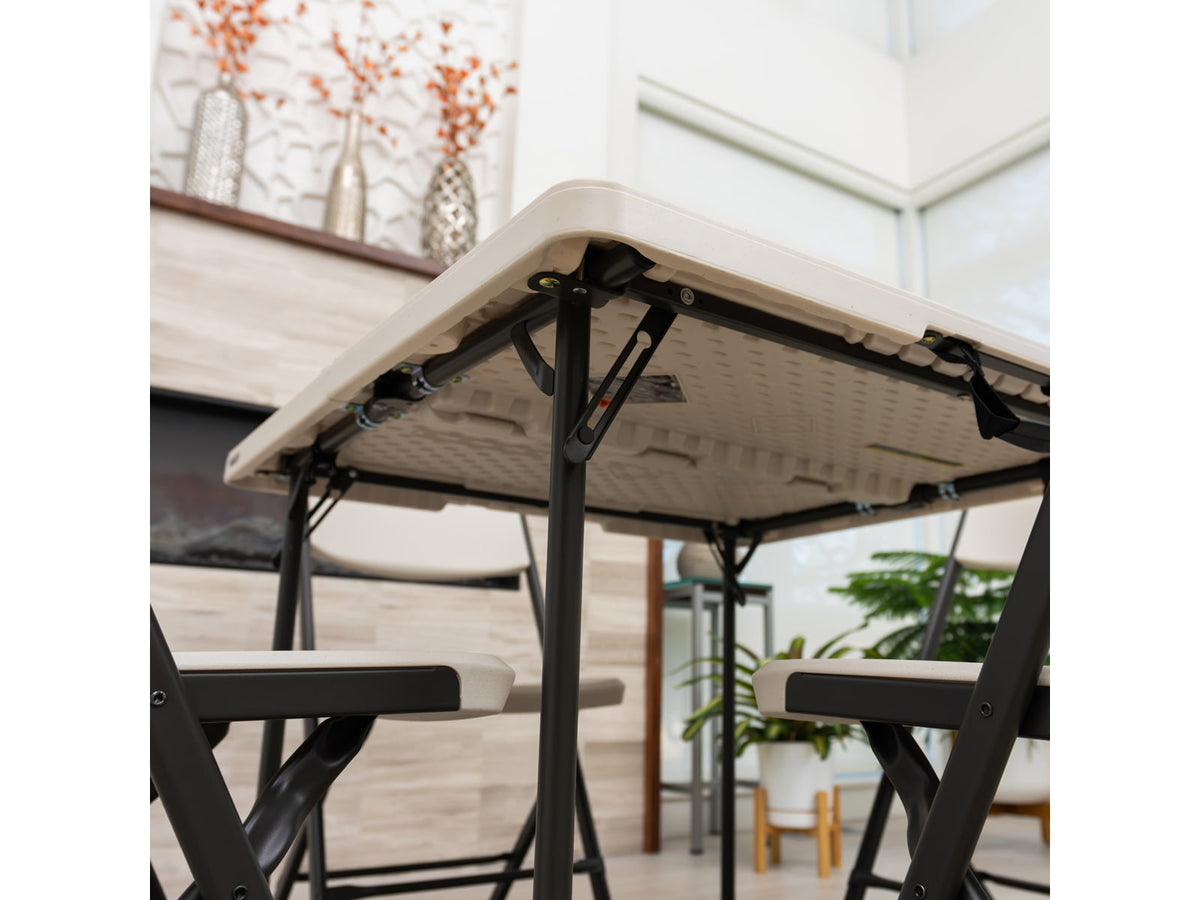 Lifetime Products 37-Inch Fold-In-Half Table and 4 Chairs Set Light Commercial Almond Small 81324