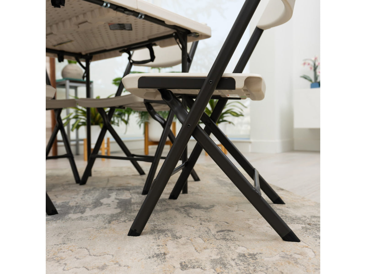 Lifetime Products 37-Inch Fold-In-Half Table and 4 Chairs Set Light Commercial Almond Small 81324
