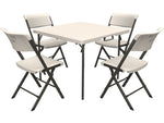 Lifetime Products 37-Inch Fold-In-Half Table and 4 Chairs Set Light Commercial Almond Small 81324
