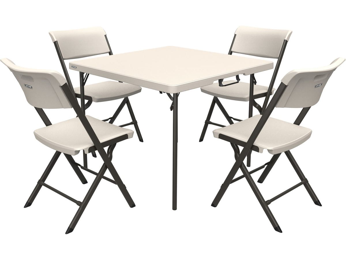 Lifetime Products 37-Inch Fold-In-Half Table and 4 Chairs Set Light Commercial Almond Small 81324