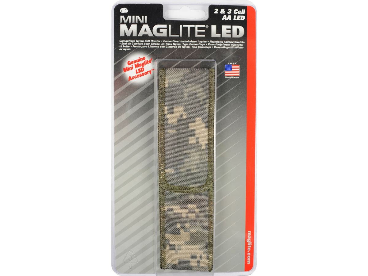 Maglite Full Flap Nylon Belt Holster for AA-Cell Mini Maglite Flashlights Universal Camo Pattern AP2X106