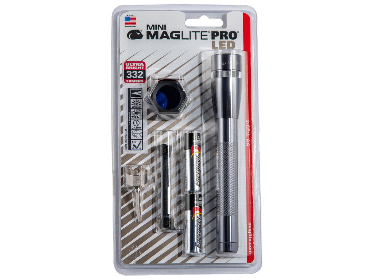 Maglite Mini Pro 2 Aa-cell Led Flashlight Combo Pack Red/blue/clear - SP2P09C