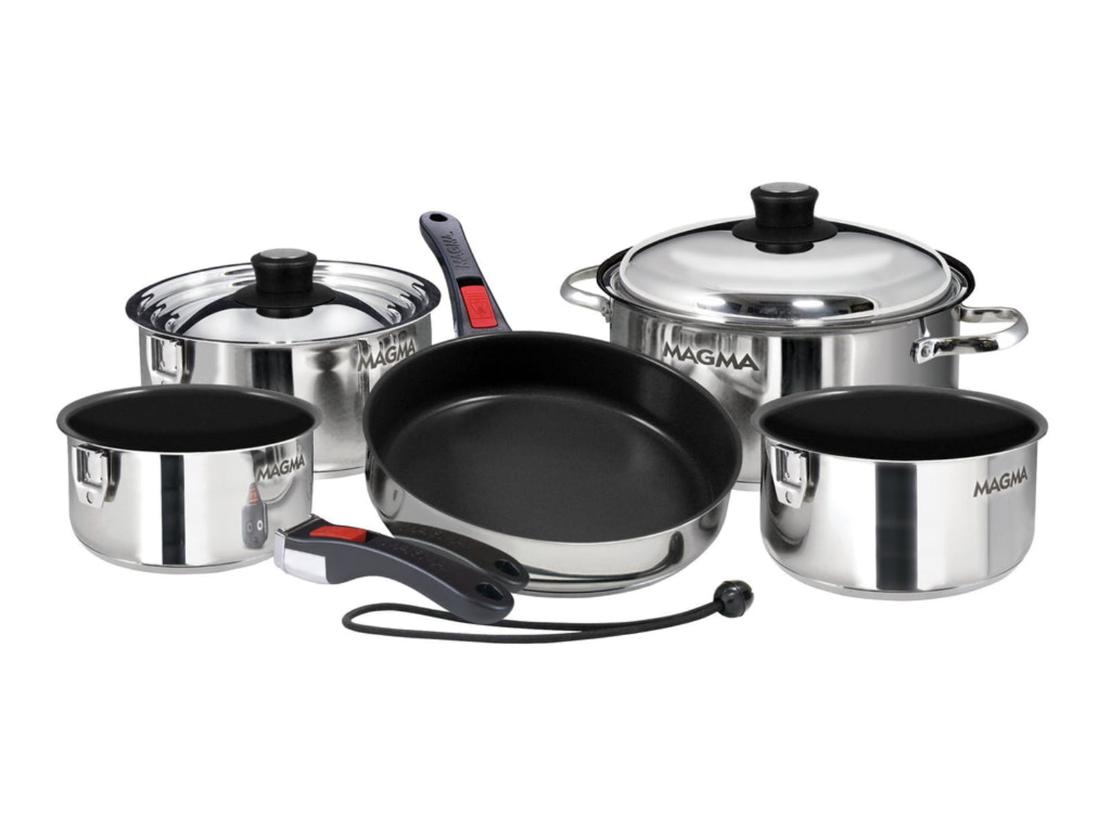 Magma Nesting 10-Piece Induction Compatible Cookware - SS Exterior & Slate Black Ceramica Non-Stick Interior A10-366-2-IND
