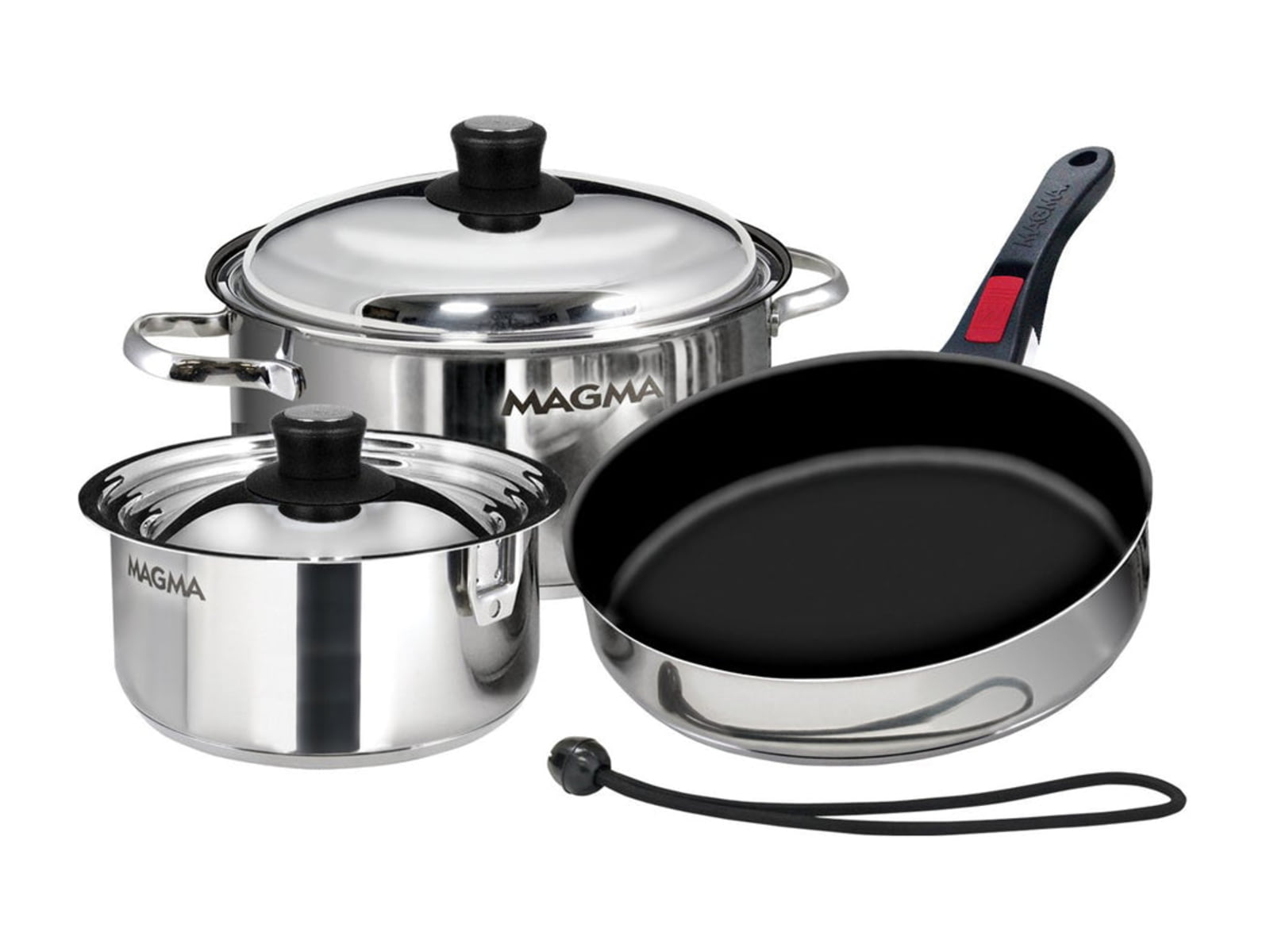 Magma Nesting 7-Piece Induction Compatible Cookware - Stainless Steel Exterior & Slate Black Ceramica Non-Stick Interior A10-363-2-IND