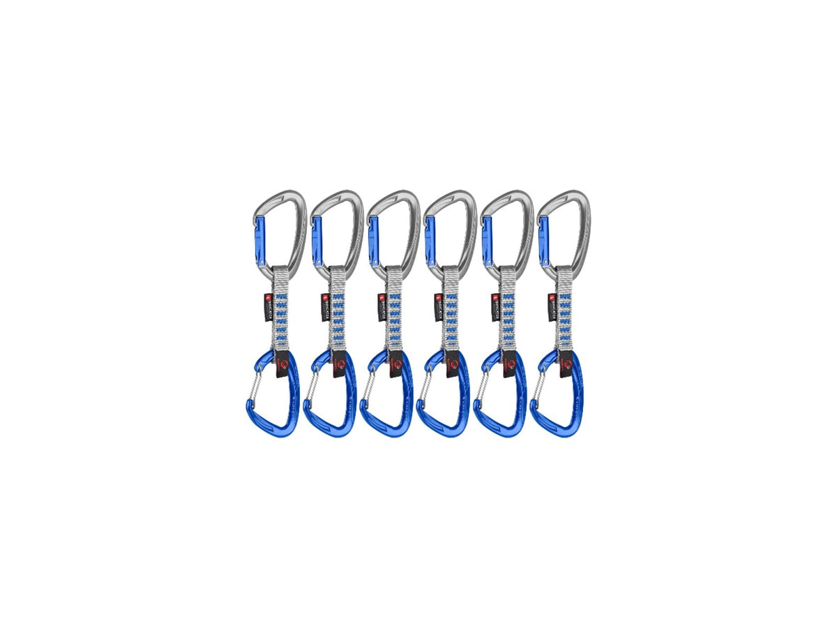 Mammut Crag Keylock Wire 10 cm Indicator 6-Pack Quickdraws Straight Gate/Wire Gate Silver-Ultramarine 10 cm