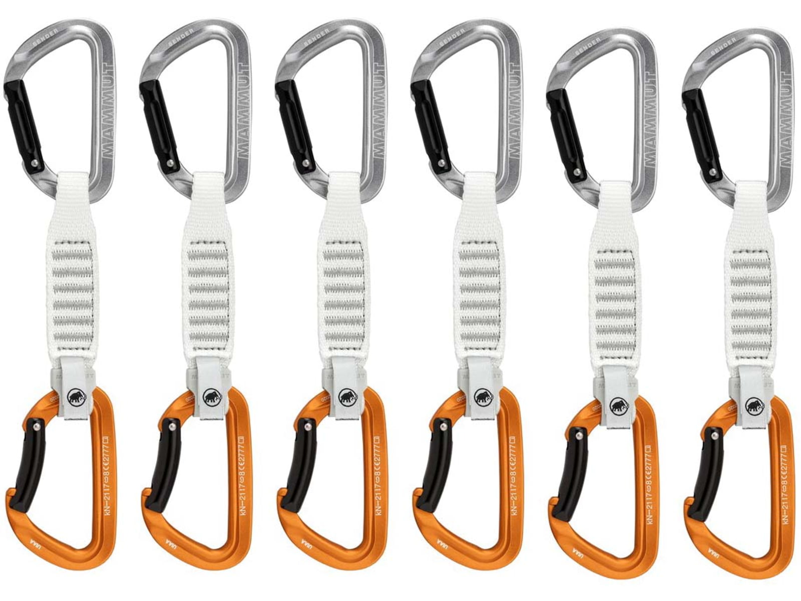 Mammut Sender Keylock 12 cm 6-Pack Quickdraws Straight Gate/Bent Gate Key Lock Light Grey-Gold 12 cm