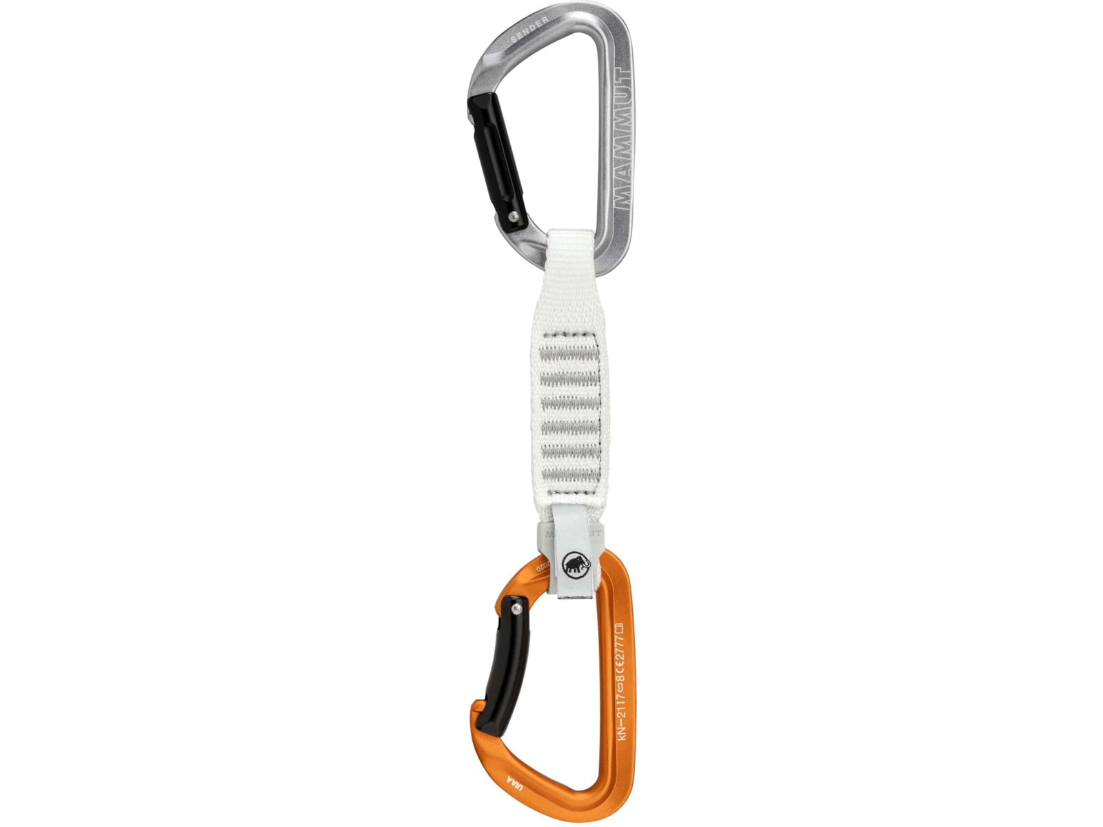 Mammut Sender Keylock 12 cm Quickdraw Straight Gate/Bent Gate Key Lock Light Grey-Gold 12 cm