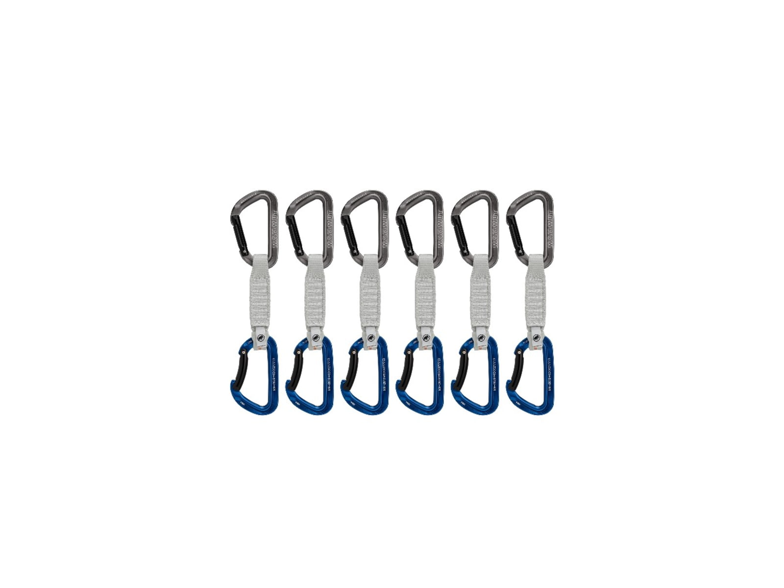 Mammut Workhorse Keylock 12 cm 6-Pack Quickdraws Straight Gate/Bent Gate Key Lock Grey-Blue 12 cm 2040-02571-33275-74
