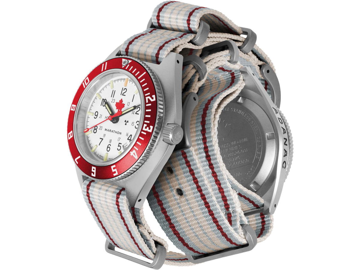 Marathon Adanac Maple Steel Navigator w/ Date Automatic Unisex Watches Sapphire 41mm Red Red and White