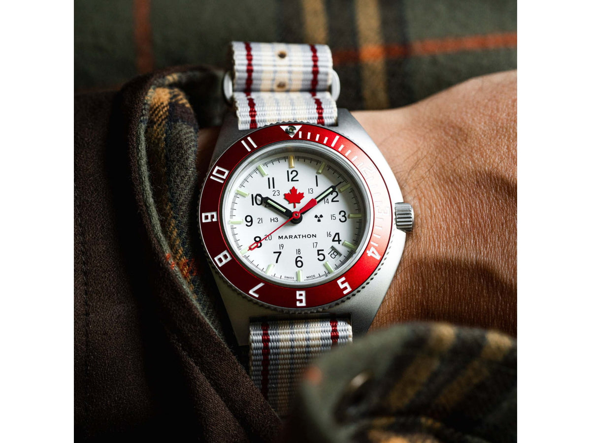 Marathon Adanac Maple Steel Navigator w/ Date Automatic Unisex Watches Sapphire 41mm Red Red and White