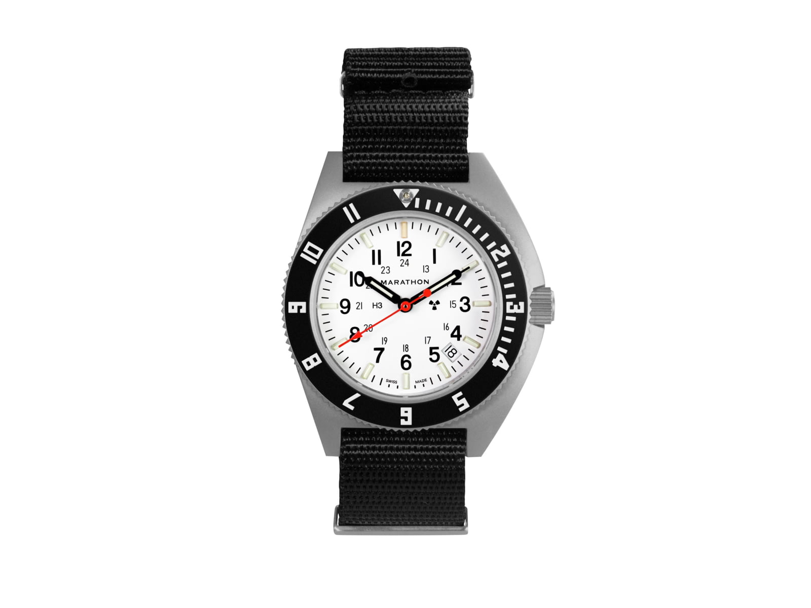 Marathon Arctic Steel Navigator W/ Date On Nylon Defstan Watch White 41mm WW194013SS-0503
