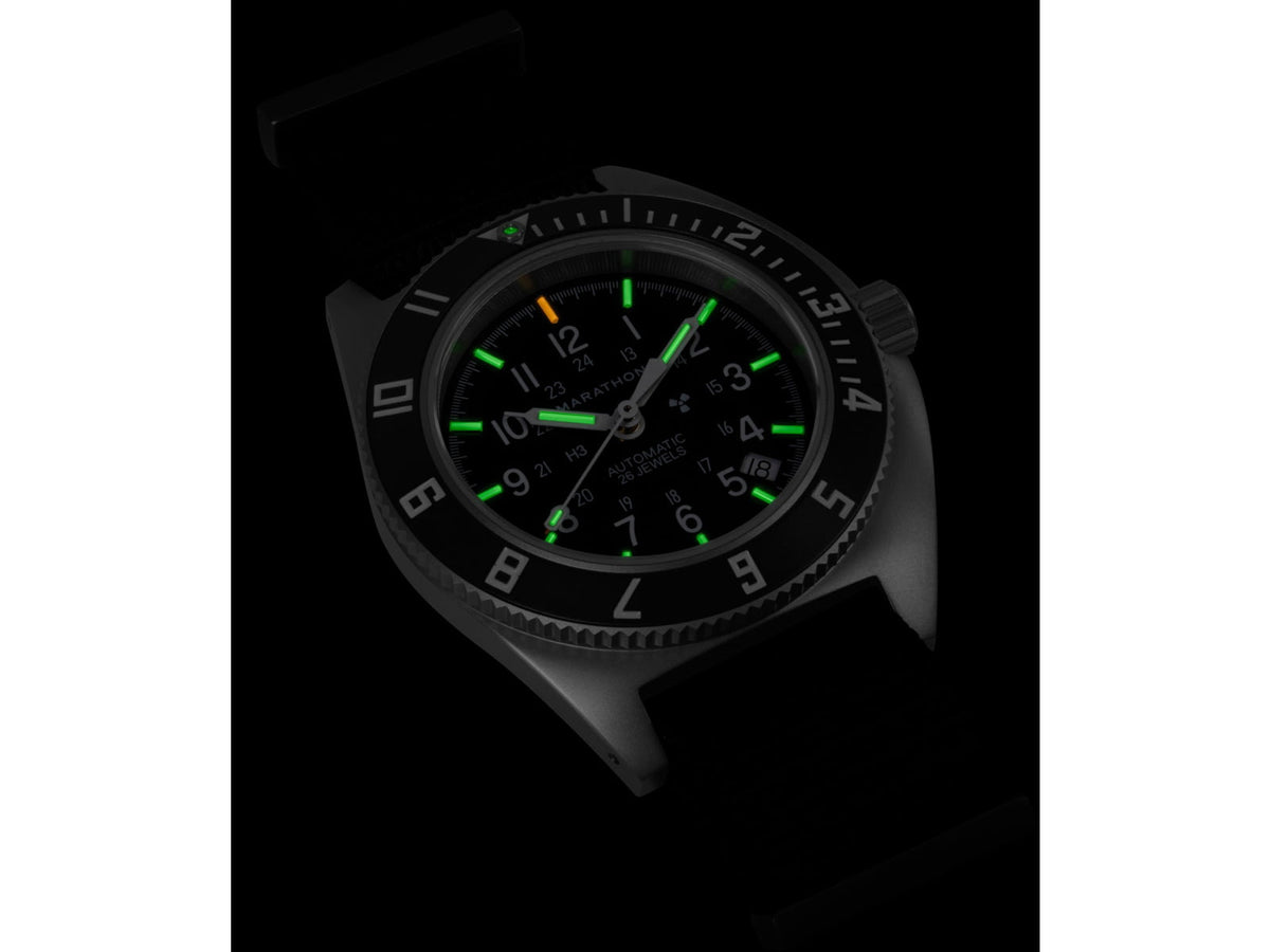 Marathon Steel Navigator w/ Date Automatic Unisex Watches 41mm Sapphire Nylon Defstan Strap Black