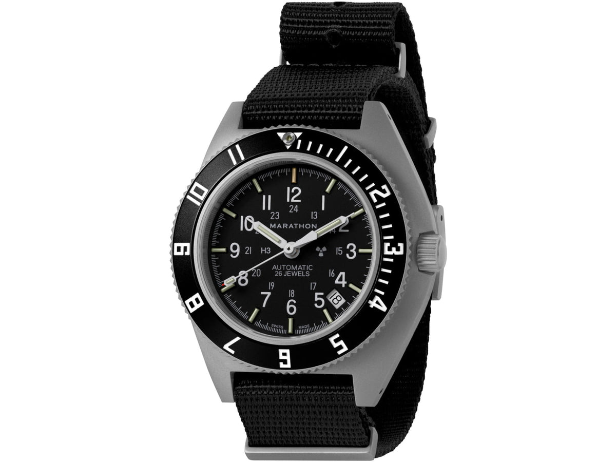Marathon Steel Navigator w/ Date Automatic Unisex Watches 41mm Sapphire Nylon Defstan Strap Black