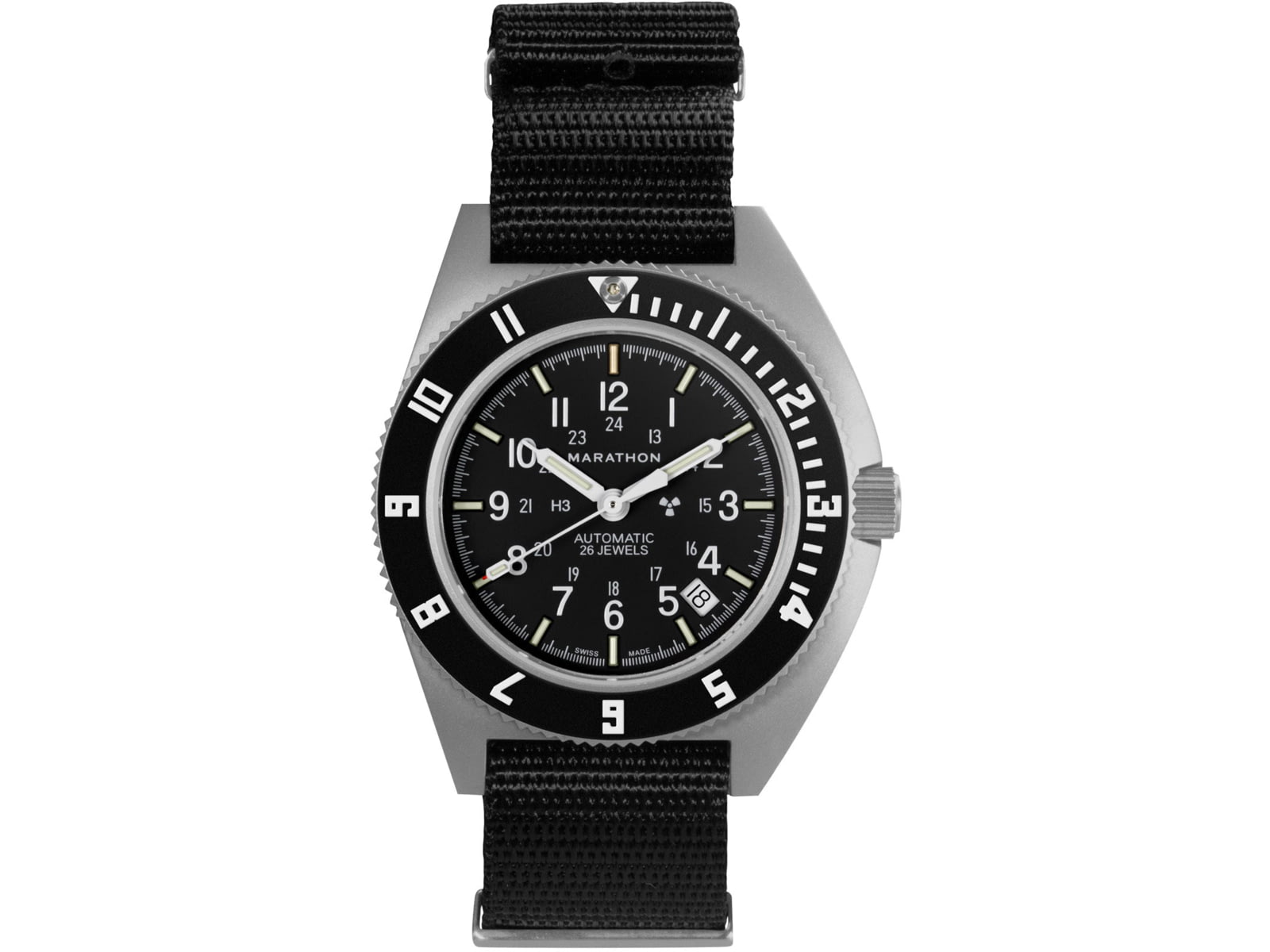 Marathon Steel Navigator w/ Date Automatic Unisex Watches 41mm Sapphire Nylon Defstan Strap Black