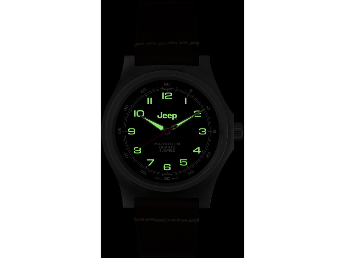 Marathon JEEP SSGPQ on Leather Watch Black 41mm WW194034SS-4001