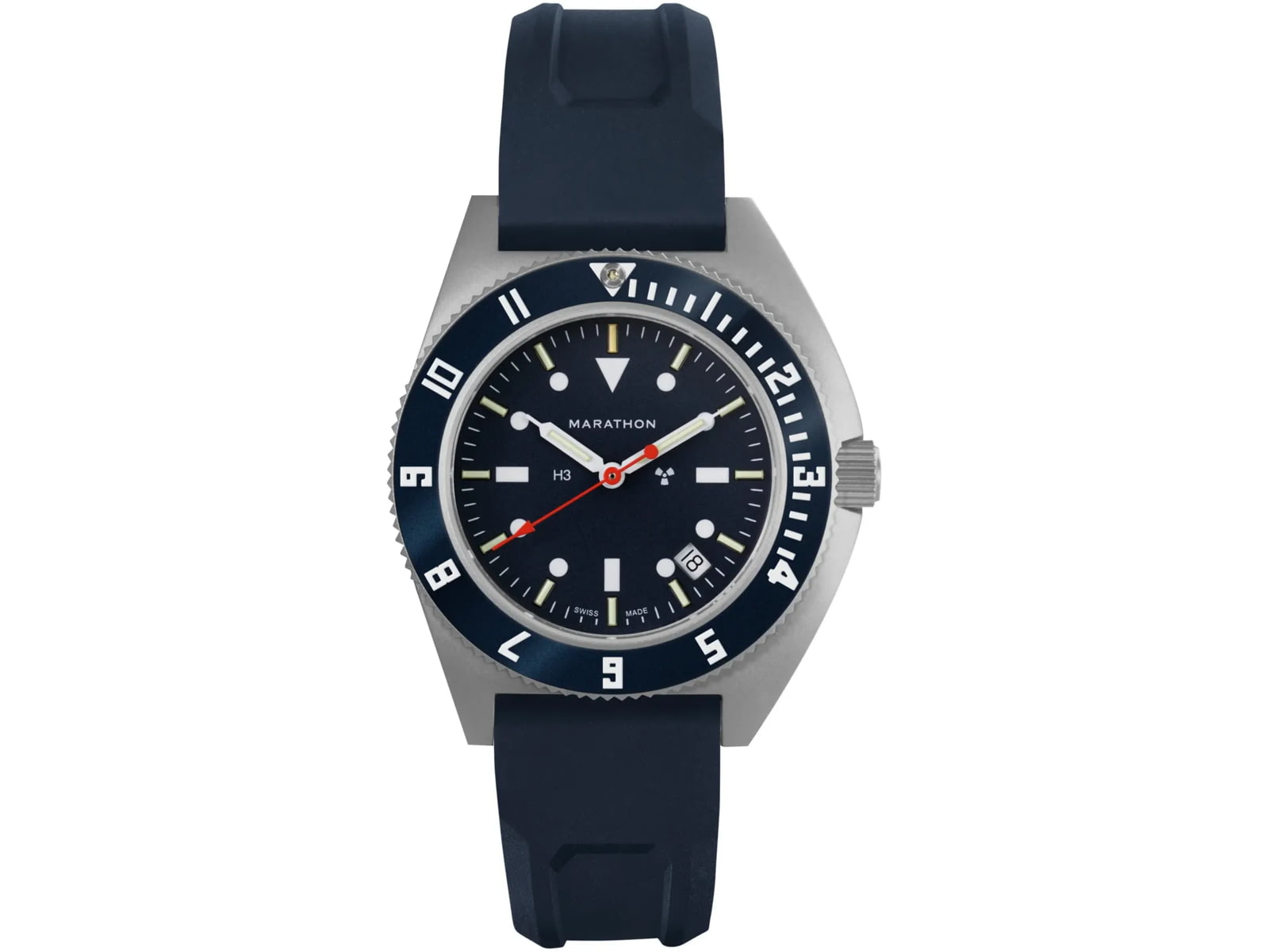 Marathon Navigator Unisex Pilot's Quartz Watch w/ Date Blue Yonder SSNAV-D 41mm Bi-Directional Blue FKM Rubber WW194013SS-1301