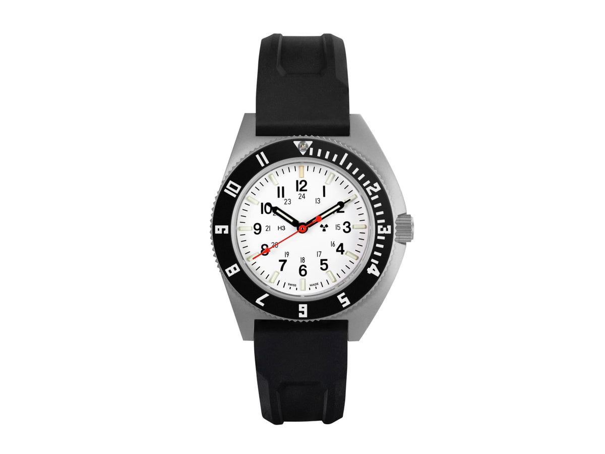 Marathon Rctic Steel Navigator Ssnav On Black 3-Piece Rubber Strap Kit White 41mm