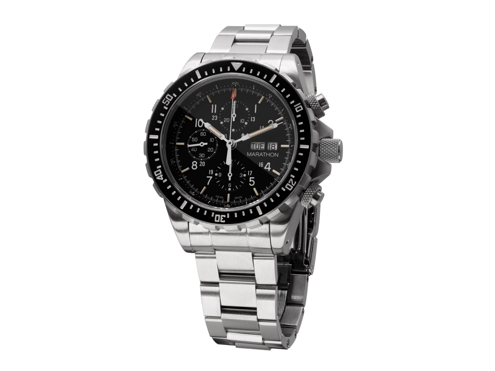 Marathon 46 mm Jumbo Diver/Pilot's Automatic Chronograph w/Stainless Steel Bracelet Black WW194014SS-0108