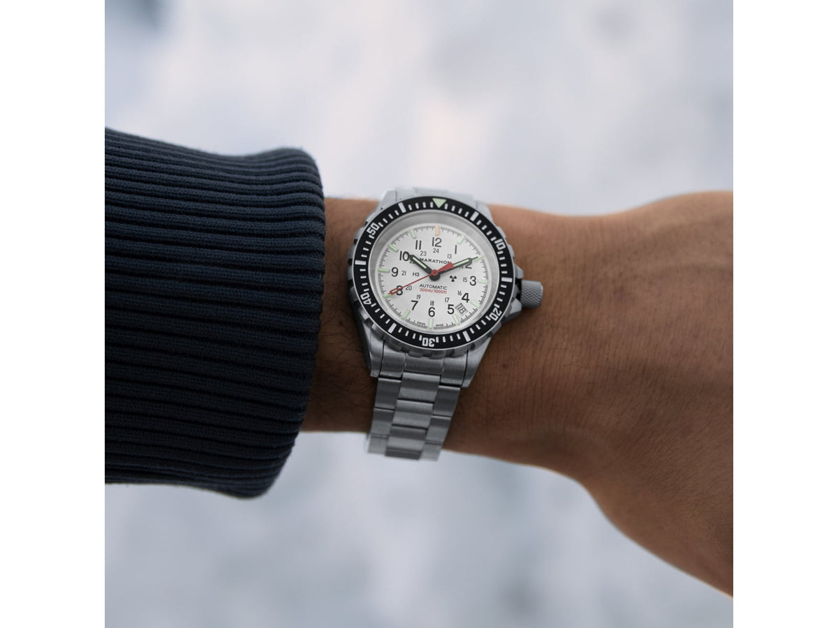 Marathon Arctic Edition Large Divers Automatic Watches NGM Marathon Logo Bracelet White Dial 41mm Diameter / 14mm Thickness