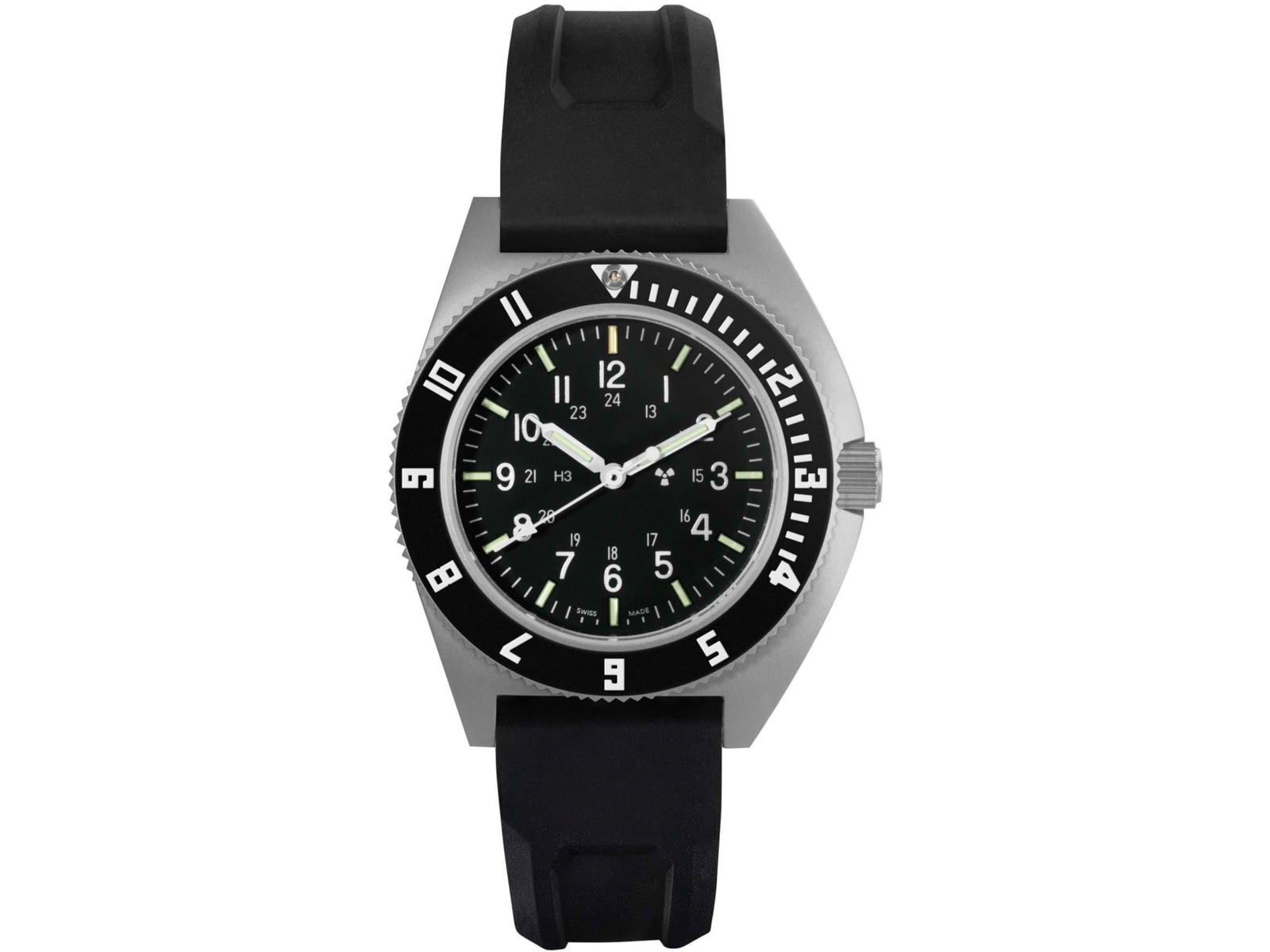 Marathon SSNAV 41mm Steel Navigator Watch Black 3-Piece Rubber Strap Kit Black 41mm WW194001SS-0830