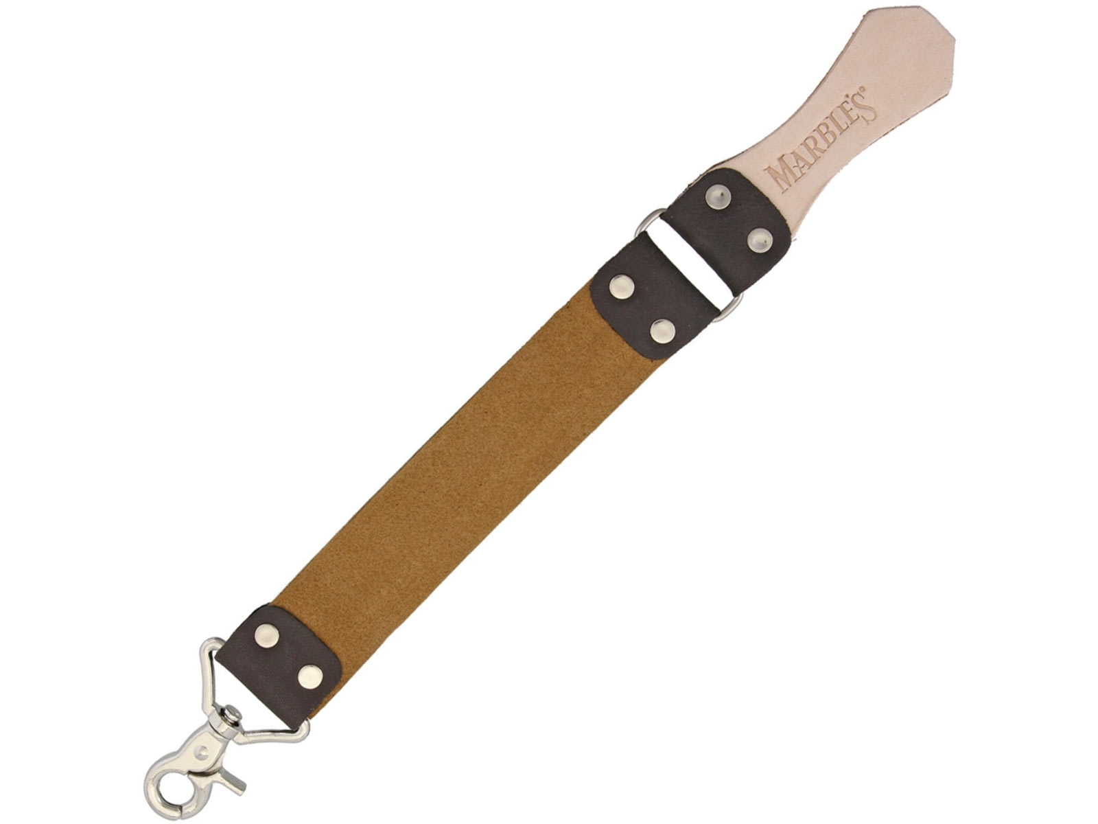 Marbles Small Razor Strop 15.75in Leather Double-Sided Leather One 8.5in And 4.5in SS Swivel Hook MR542