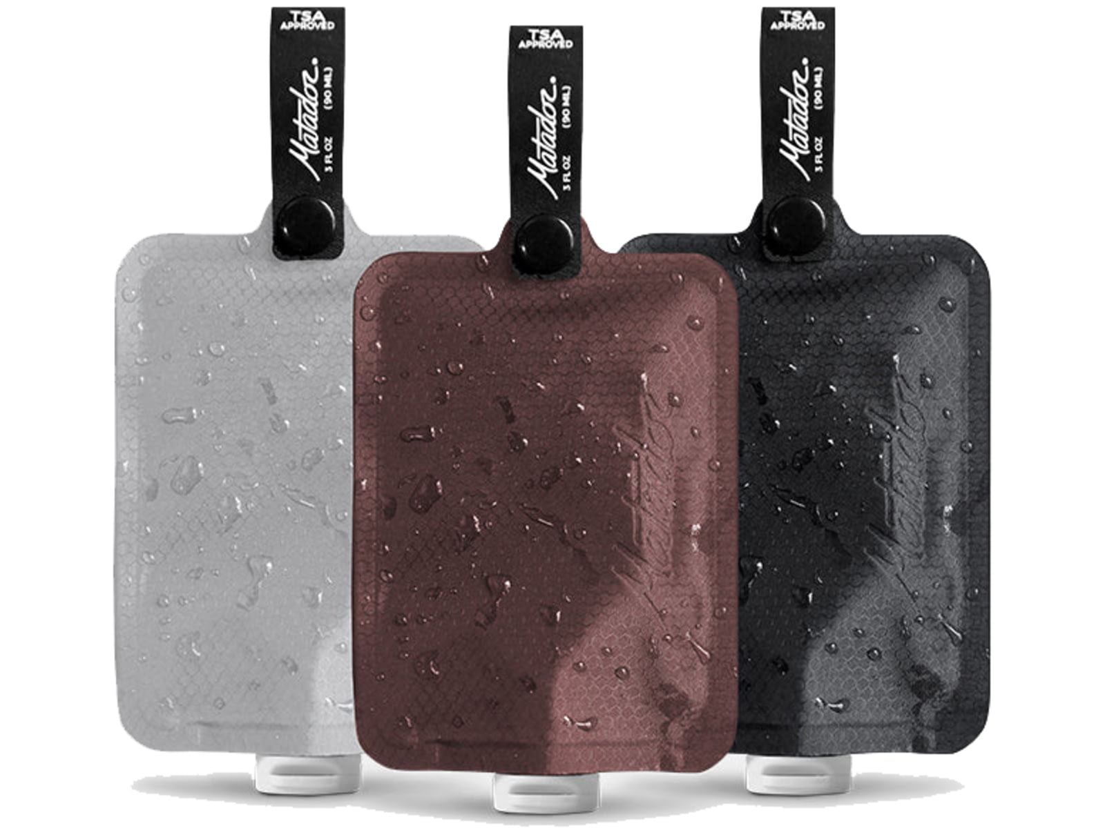 Matador FlatPak Toiletry Bottle 3 Pack Charcoal/Garnet/Arctic White