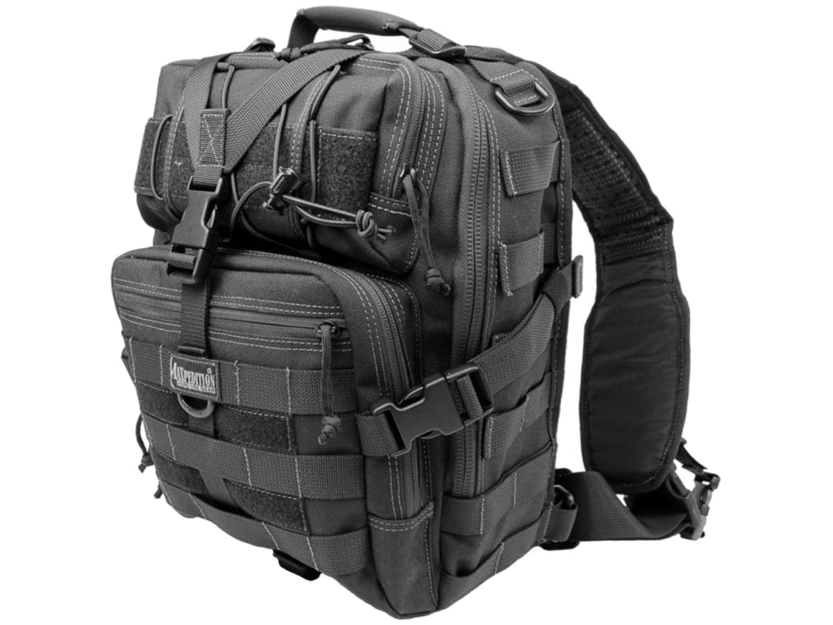 Maxpedition Malaga Gearslinger Bag w/ Modular Webbing- Black 0423B