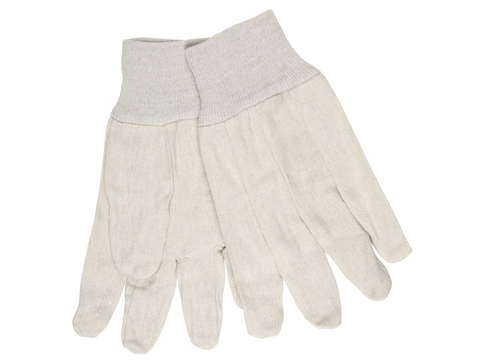 MCR Safety 8100 Canvas Work Gloves Clute Pattern with Knit Wrist Cotton Polyester Blend Straight Thumb Natural Large 8100