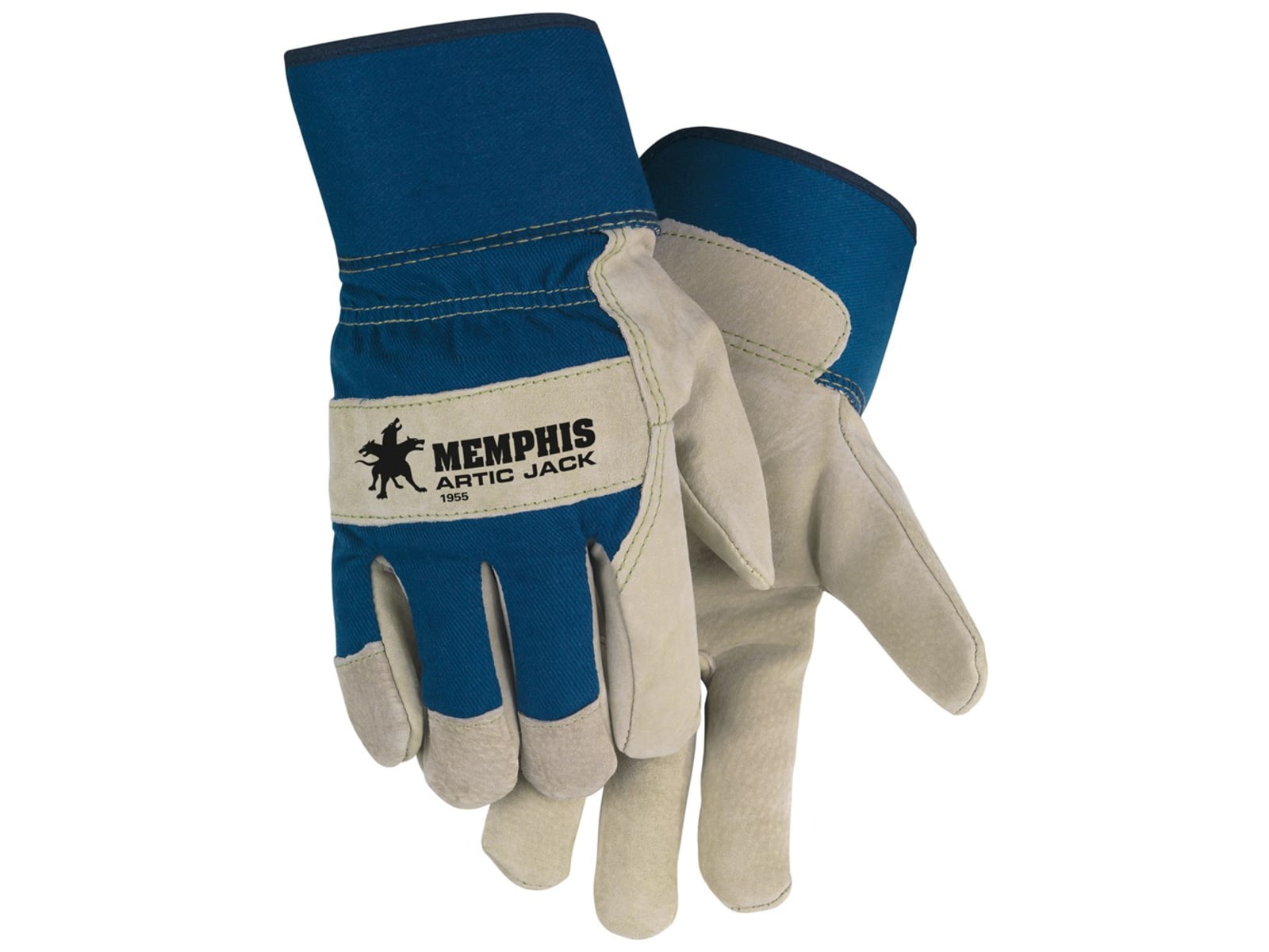 MCR Safety Artic Jack Premium Split Pigskin Insulated Leather Palm Work Gloves Fabric Back with 2.5in Safety Cuff Thermosock Lined Beige Medium 1955M