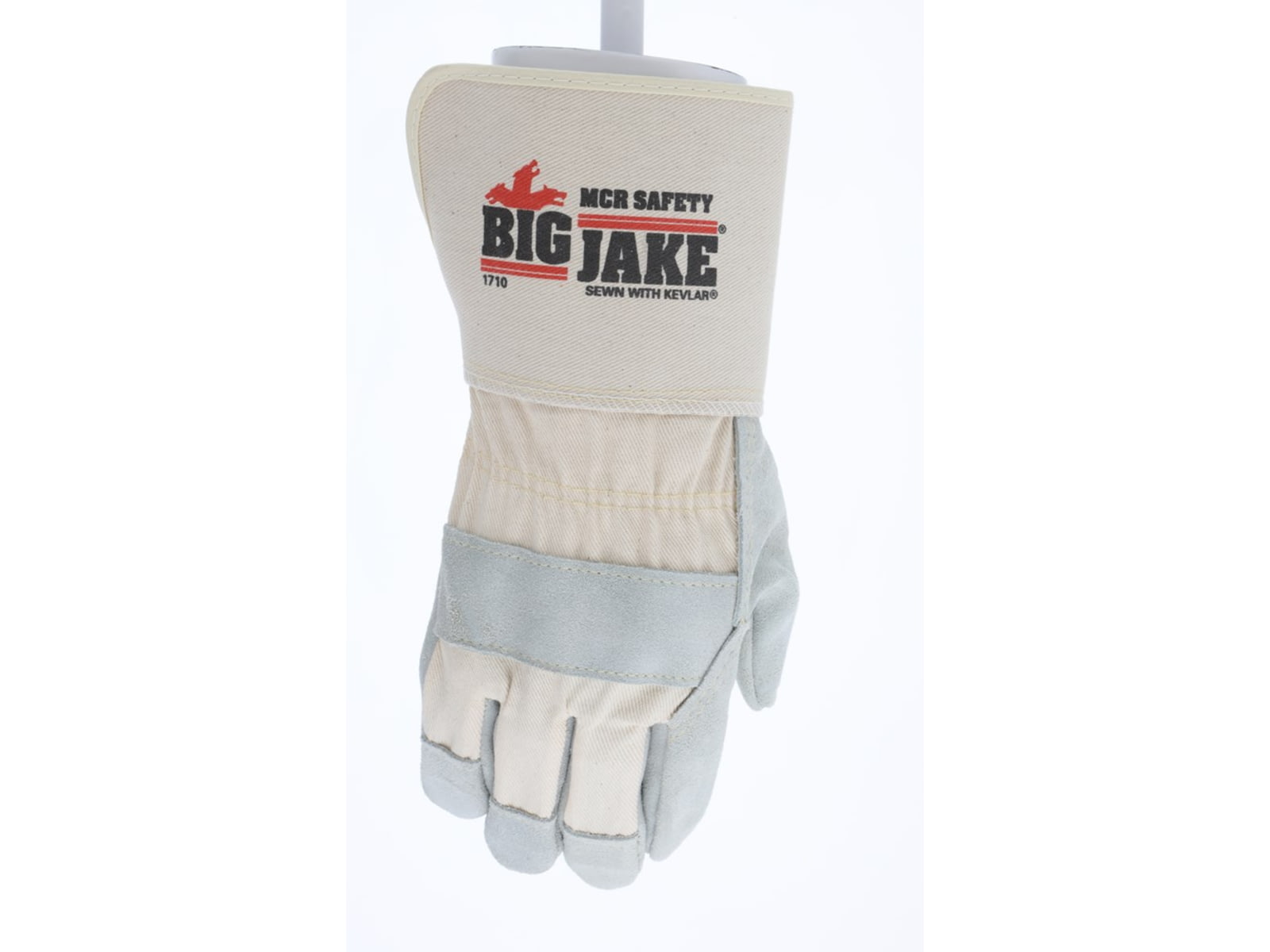 MCR Safety Big Jake Premium A+ Side Leather Palm Work Gloves 4.5in Safety cuff Sewn with DuPont Kevlar Gray X - Large 1710XL