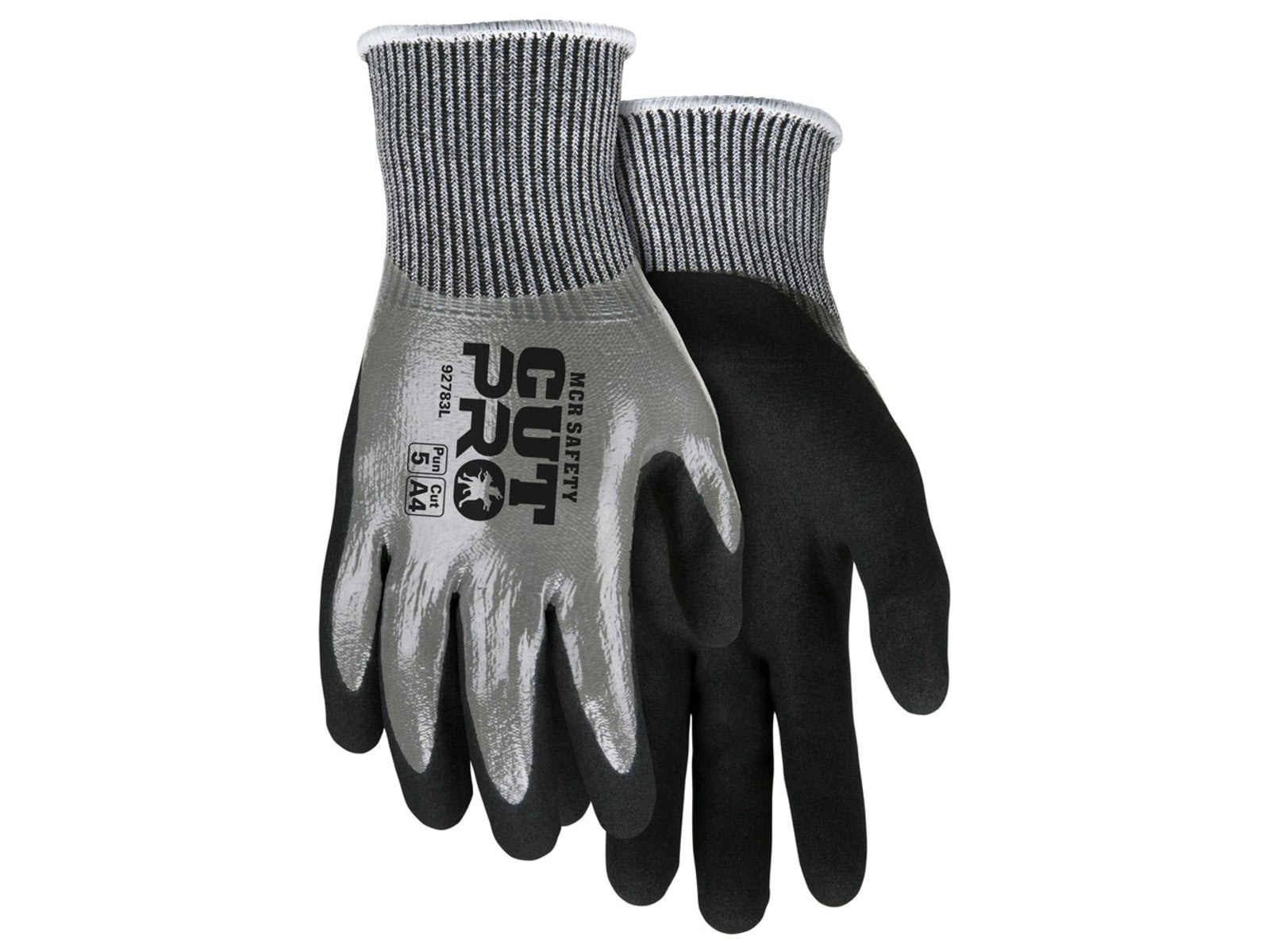 MCR Safety Cut Pro 13 Gauge Hypermax Shell Cut Abrasion and Puncture Resistant Work Gloves Foam Nitrile Palm Over Flat Nitrile Dip Black/Salt and Pepper XX - Large 92783XXL