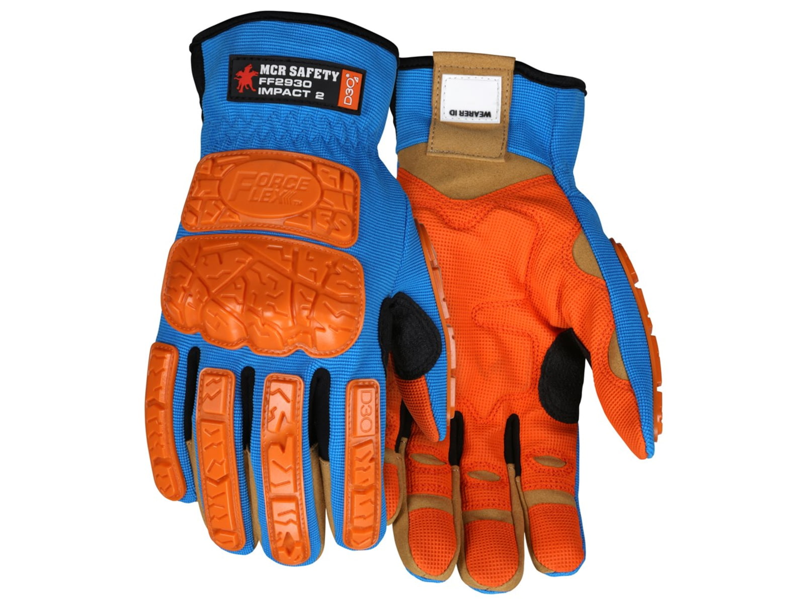MCR Safety ForceFlex Mechanics Gloves D3O Back of Hand and Padded Palm Two-way Spandex Back MaxGrid Reinforced Palm Tan XX - Large FF2930XXL