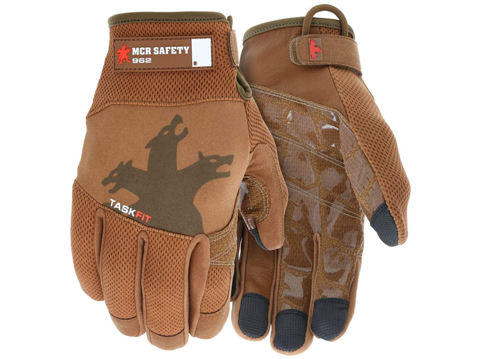 MCR Safety Mechanics Gloves with Taskfit Design Goatskin Leather Palm and Nylon Spandex Back Brown Medium 962M