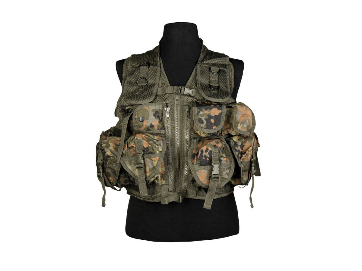 MIL-TEC 9-Pocket Tactical Vest Flecktarn Camo One Size