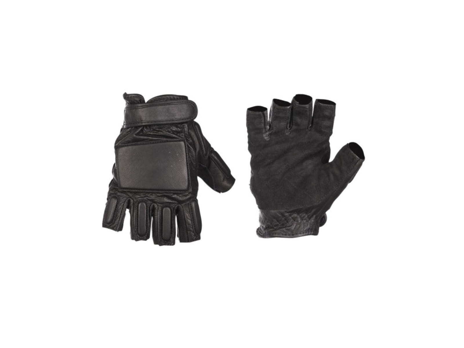 MIL-TEC Leather Security Fingerless Gloves Black Medium