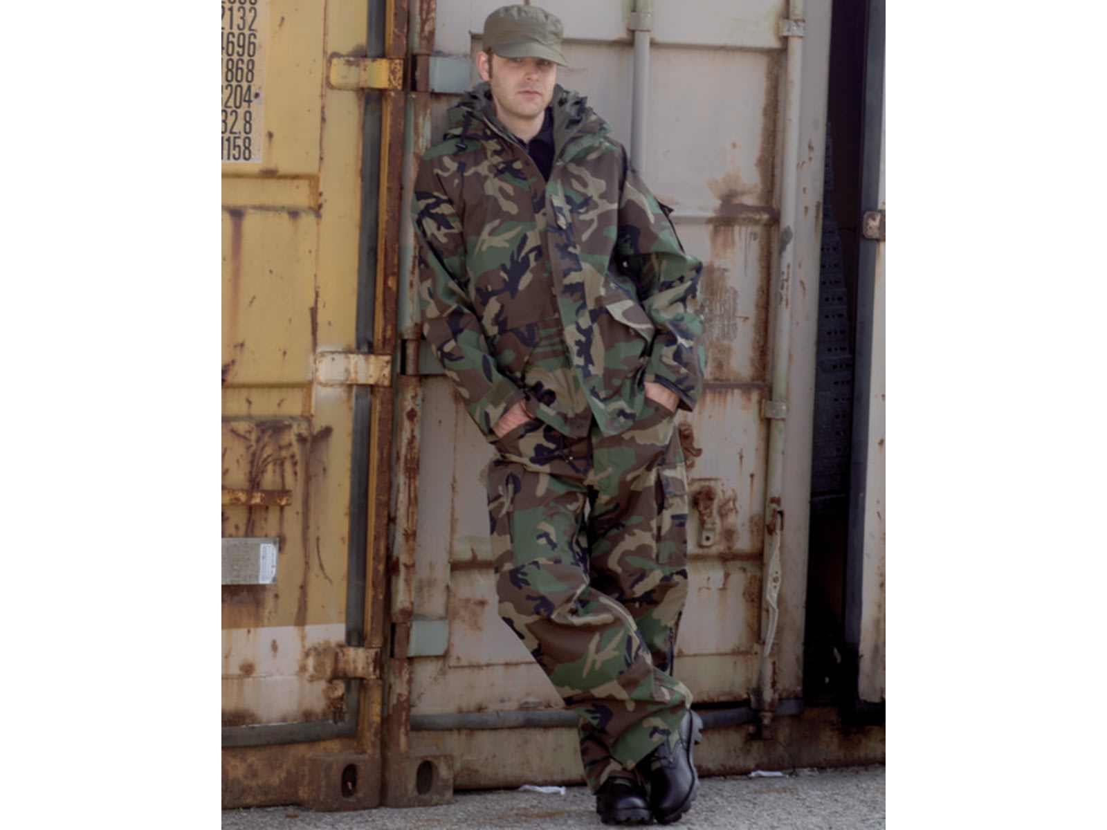 MIL-TEC Trilam. Wet Weather Jacket - Men's Woodland Camo
