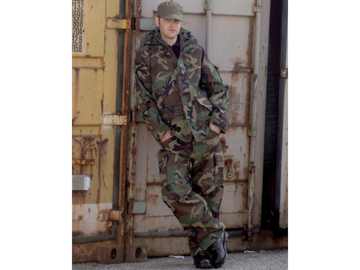 MIL-TEC Trilam. Wet Weather Jacket - Men's Woodland Camo