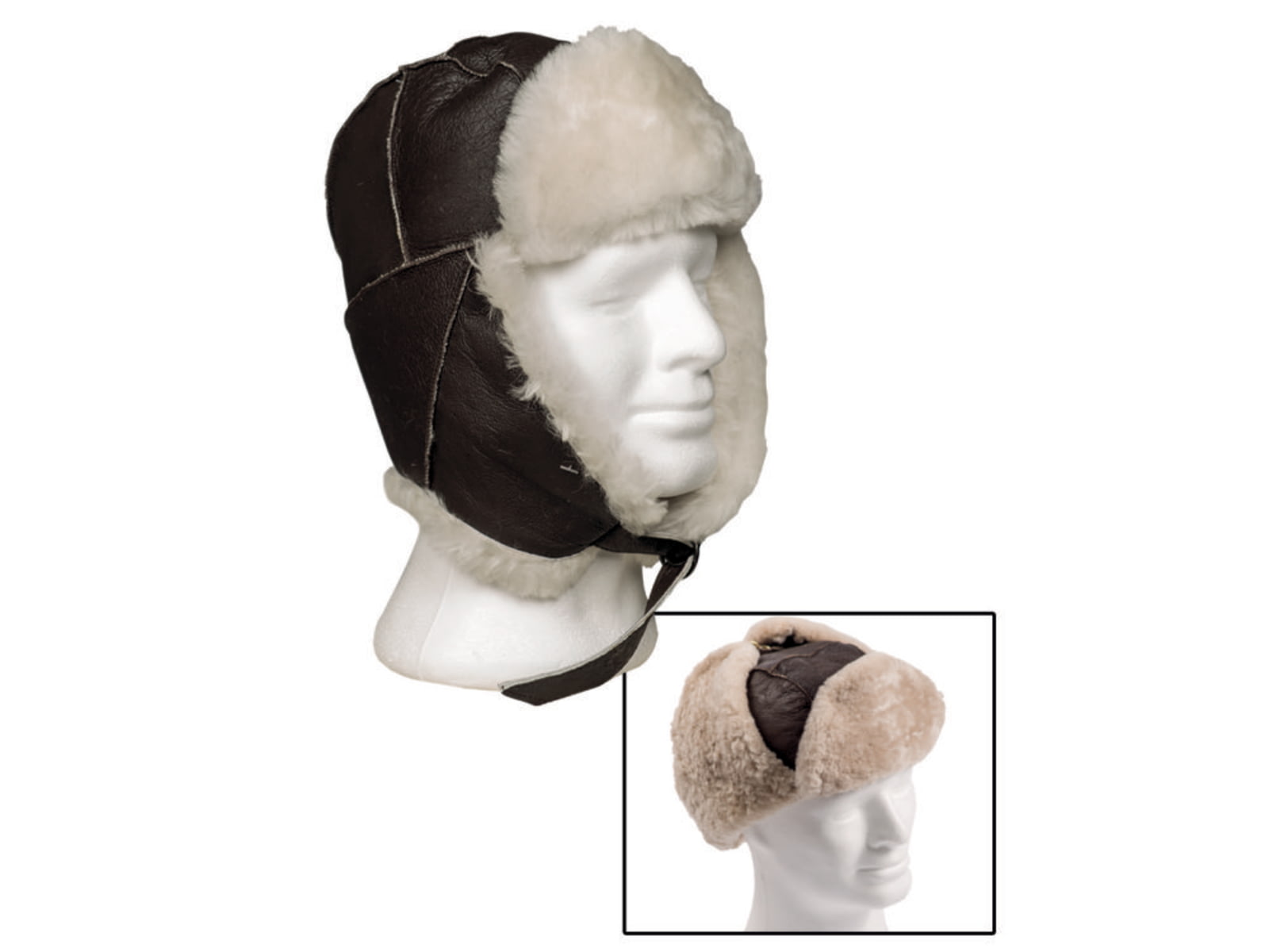 MIL-TEC USAF B3 Leather Fur Hat Brown 2XL