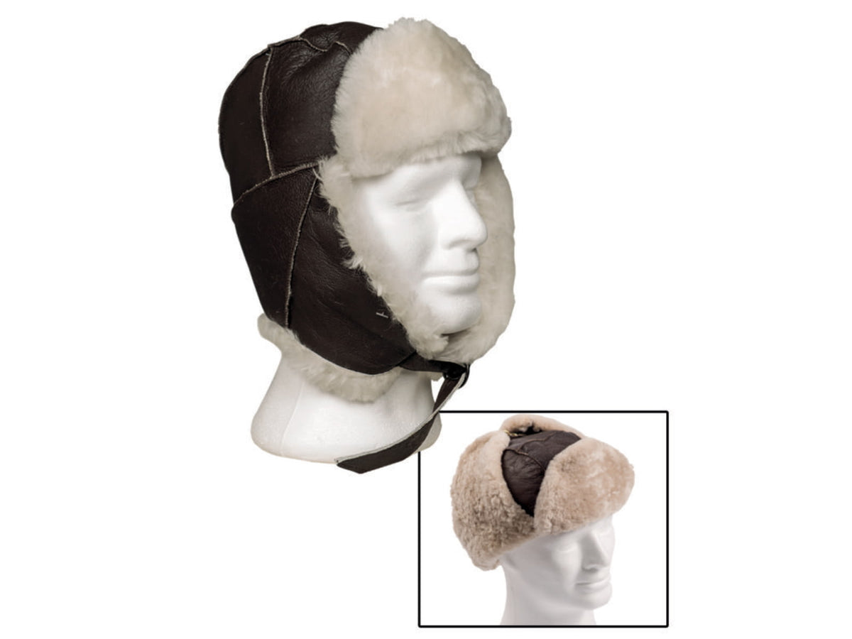 MIL-TEC USAF B3 Leather Fur Hat Brown 2XL
