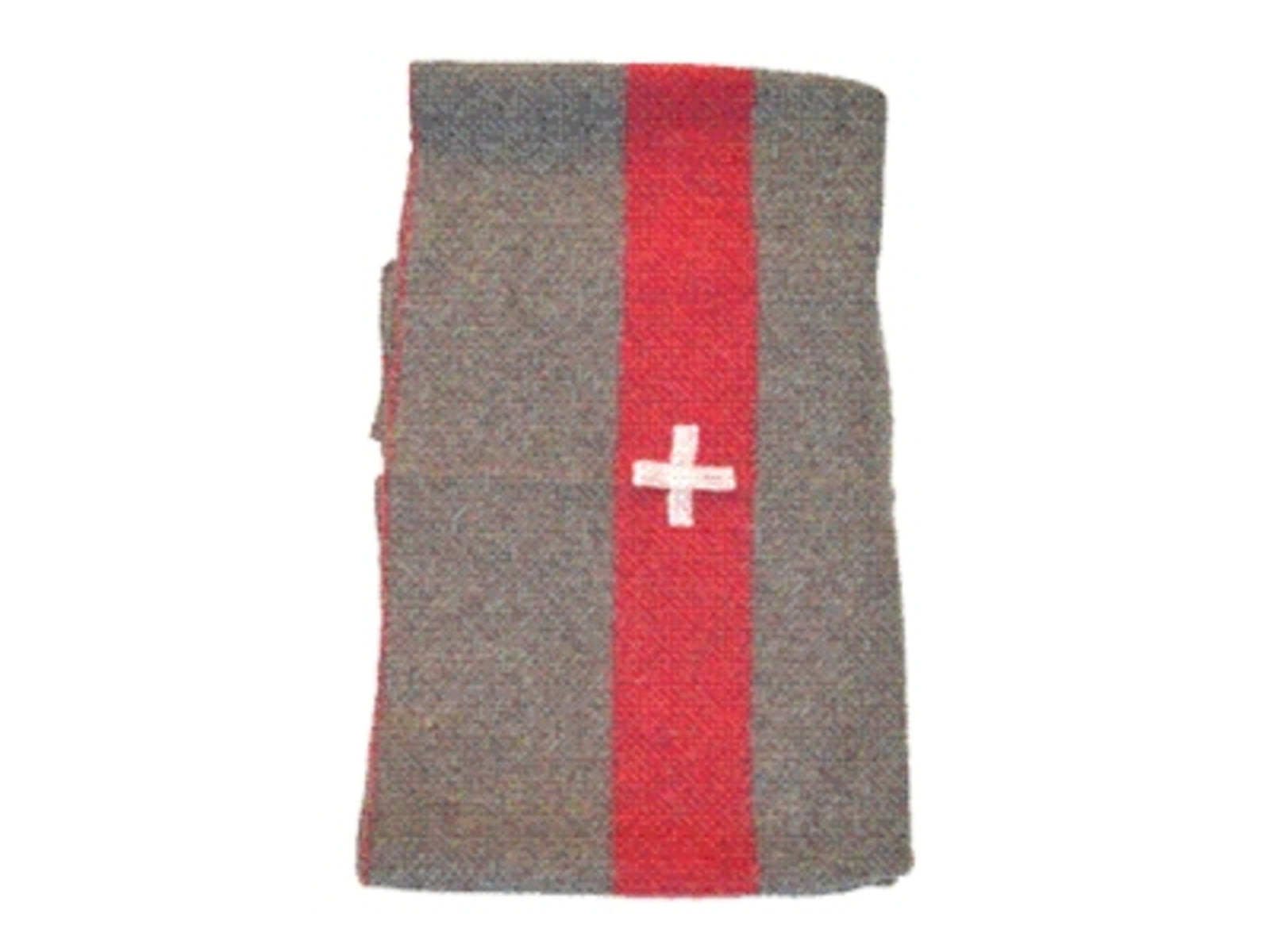 Army Navy Sales Pack of Swiss Style Blanket 10 Quantity 84in x 60in Tweed W/Red Stripe/White Cross SSB10PK