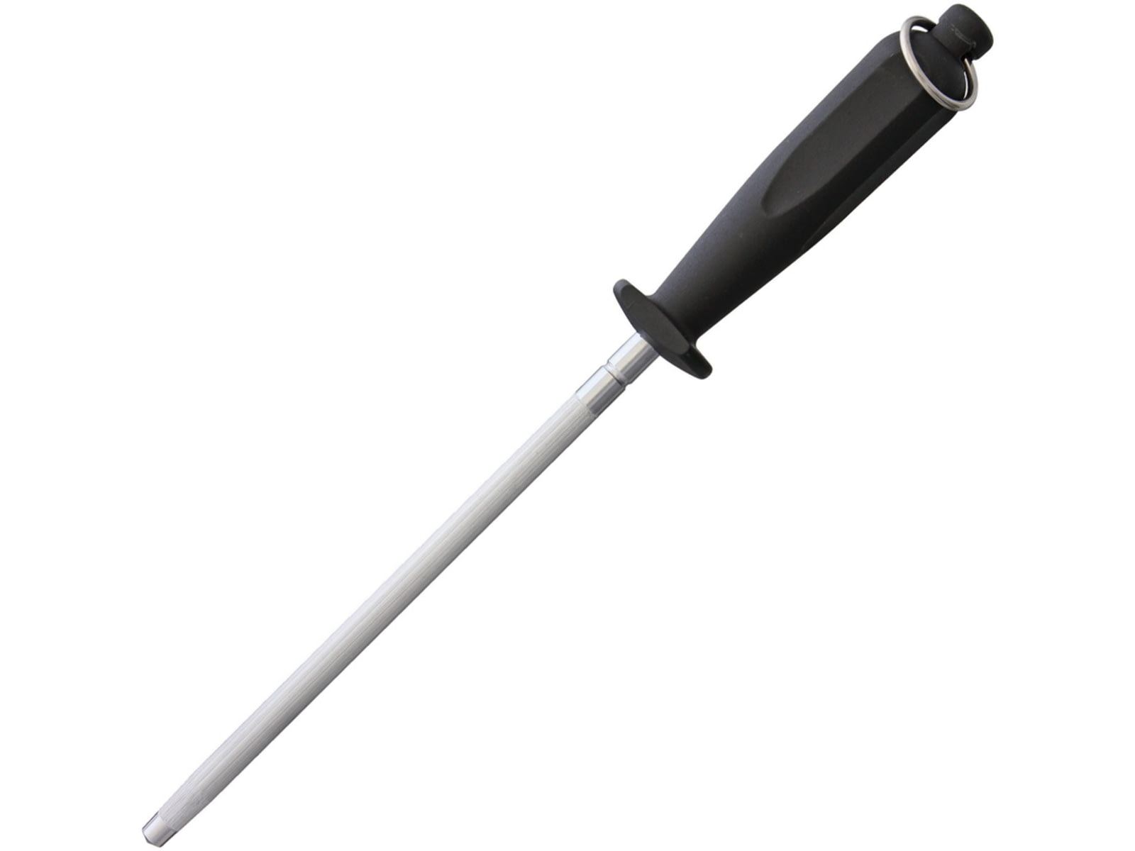 Miscellaneous Sharpening Steel 8in 13in Overall Black Synthetic Handle 8in Steel Sharpening Rod Hanging Ring Black E0128-8"