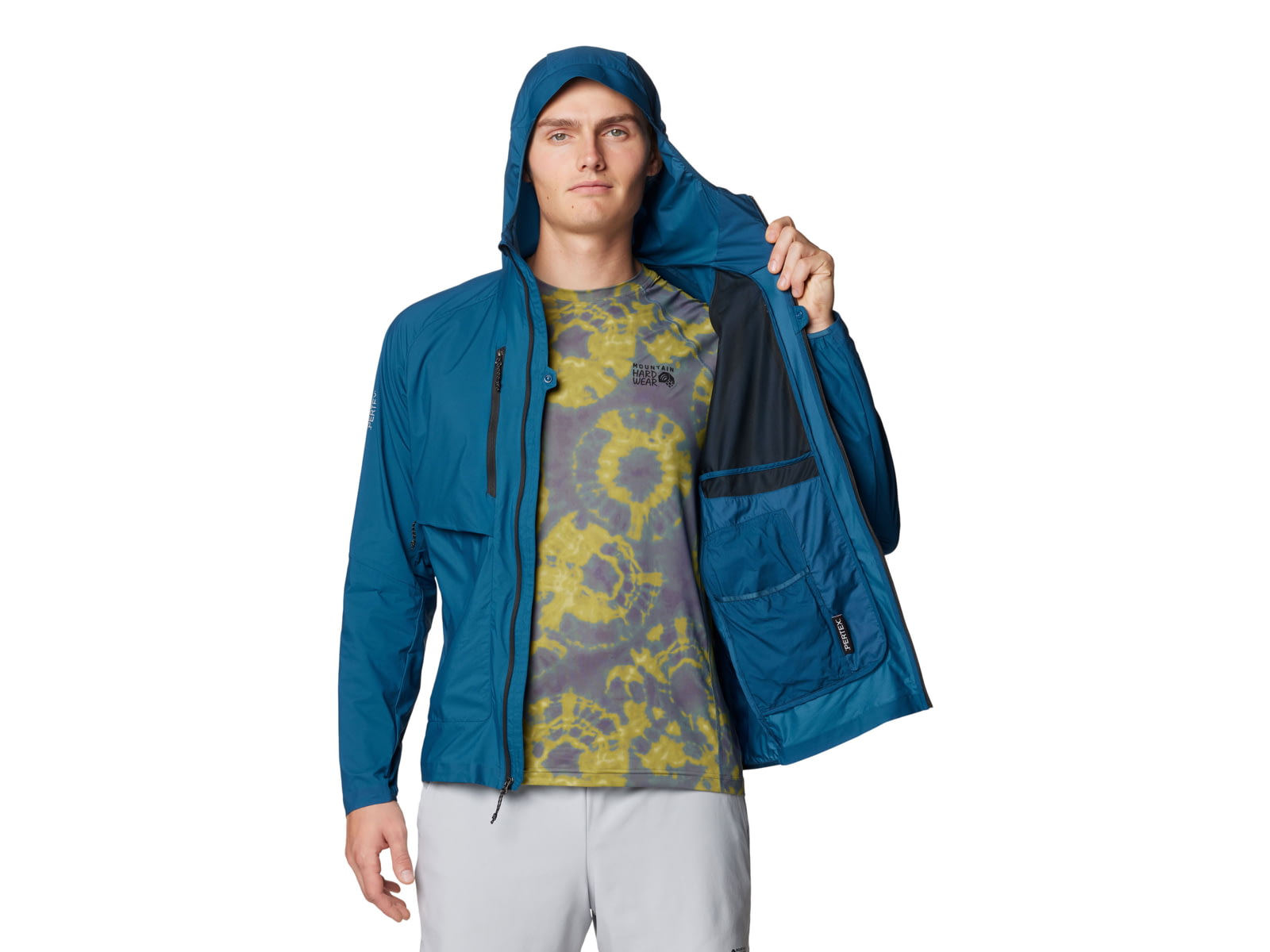 Mountain Hardwear Kor AirShell Hybrid Hooded Jacket - Men's Dark Caspian