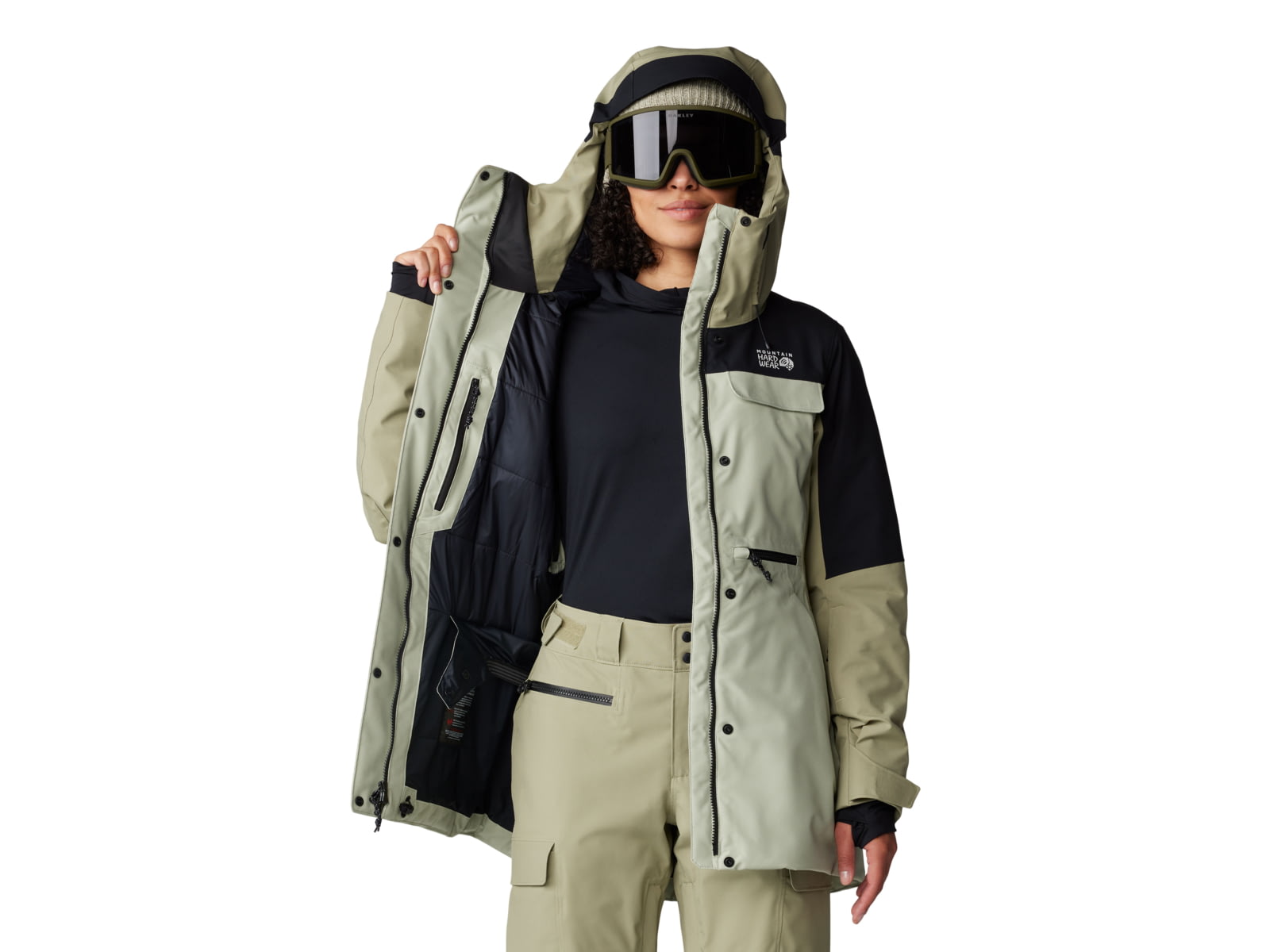 Mountain Hardwear Powder Maven Parka - Women's White Sage Mantis Green Black Small