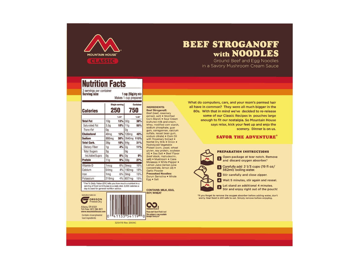 Mountain House Beef Stroganoff with Noodles 3 Servings