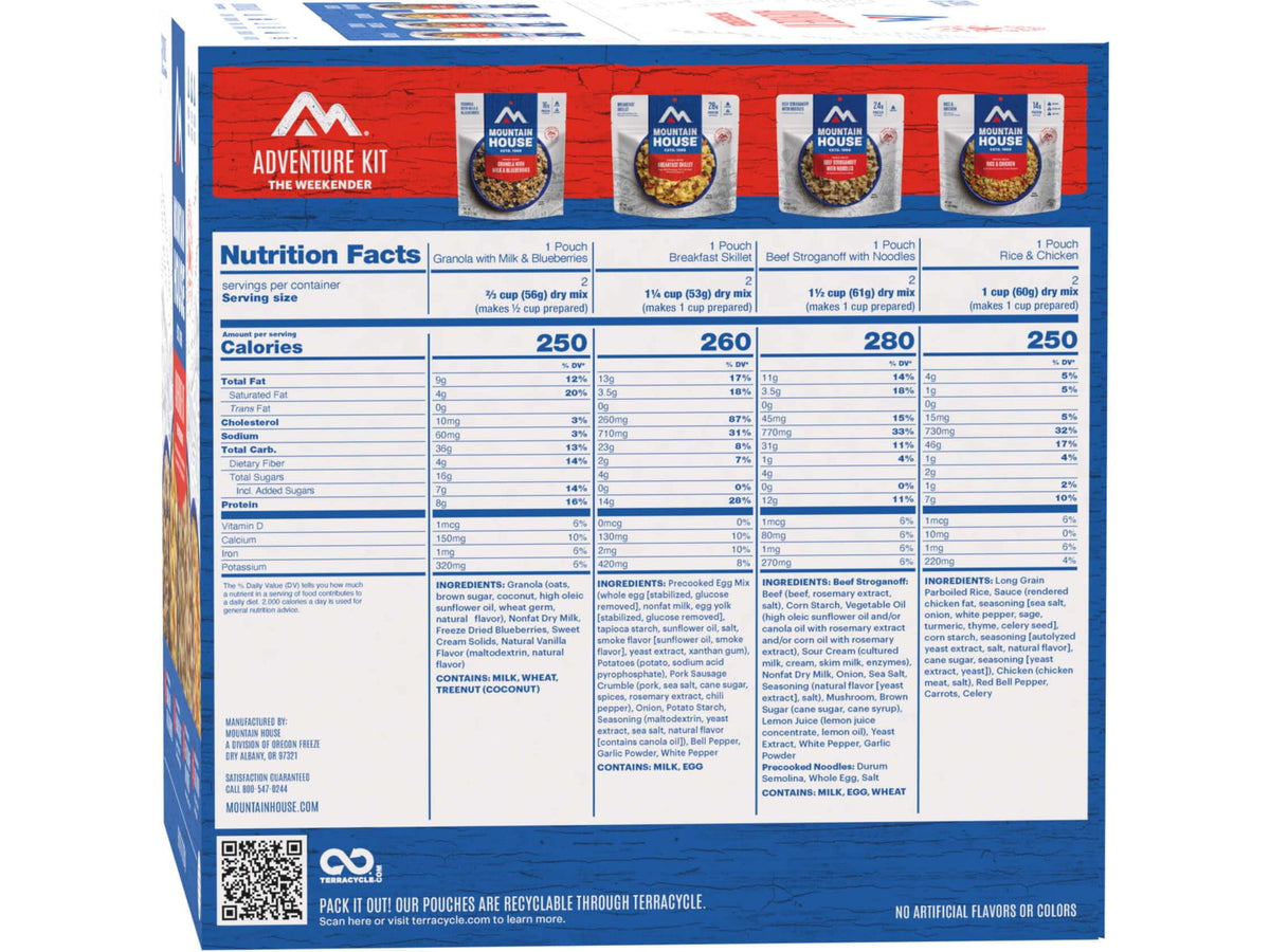 Mountain House Adventure Weekender Kit Can 6 Pouches 12 Total/Kit